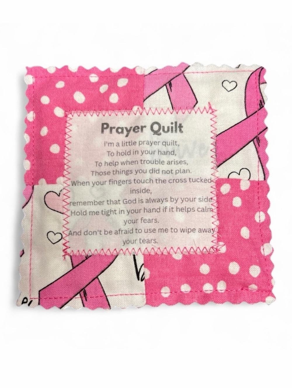 BUY NOW -Handcrafted Prayer Quilt with Uplifting Prayer and Wooden Cross Inside - Picture 6 of 9